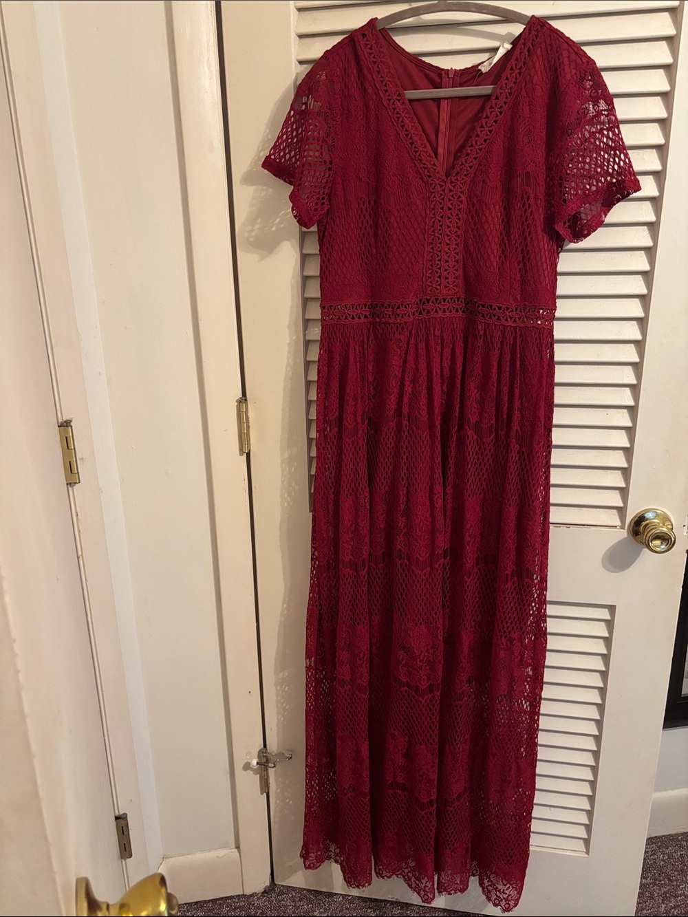 Altar'd State Burgundy Lace Maxi Dress